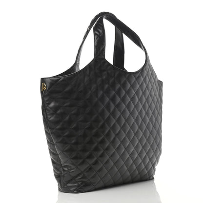 Saint Laurent Lambskin Quilted Maxi Icare Shopping Tote Black 4 of 11