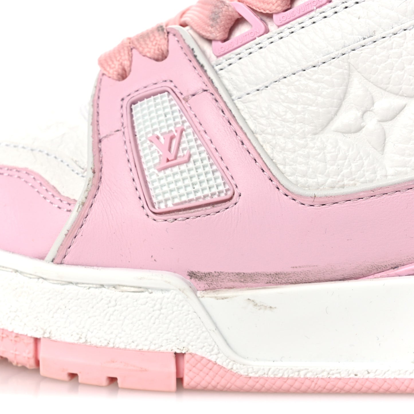 Calfskin Monogram Womens LV Trainer Sneakers 36.5 Light Pink