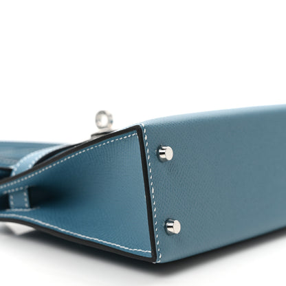 Hermes Epsom Mini Kelly Sellier 20 New Blue Jean 6 of 8