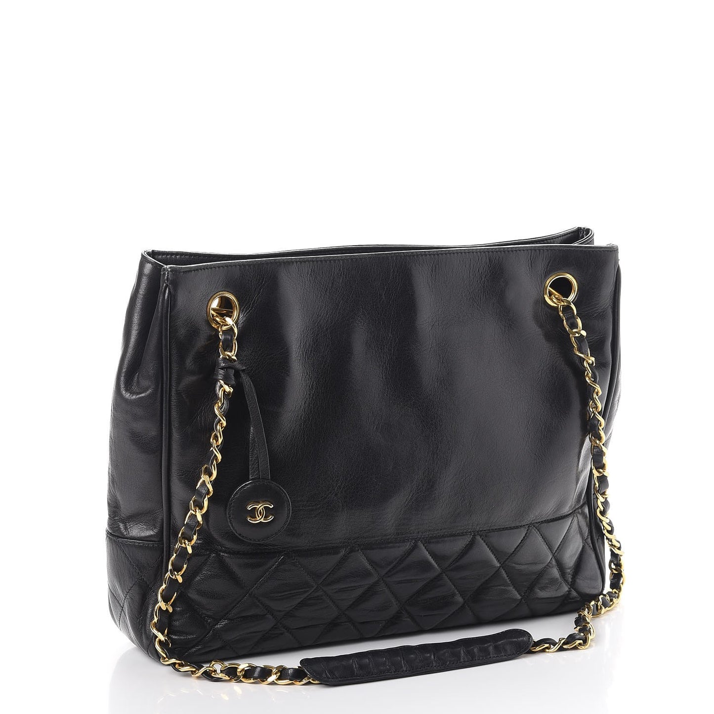 Lambskin Quilted Shoulder Bag Black