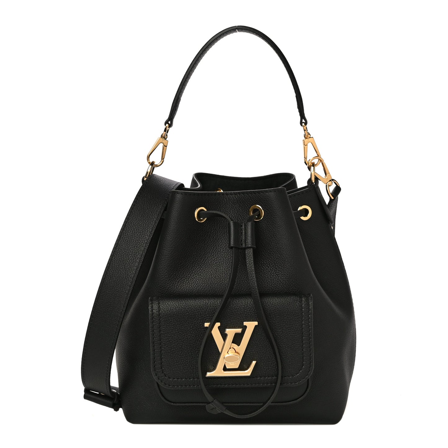 Calfskin Lockme Bucket MM Black