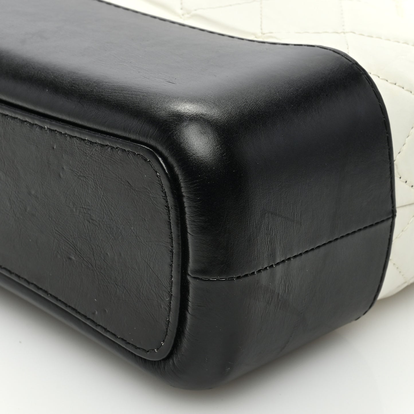 Aged Calfskin Quilted Medium Gabrielle Hobo White Black