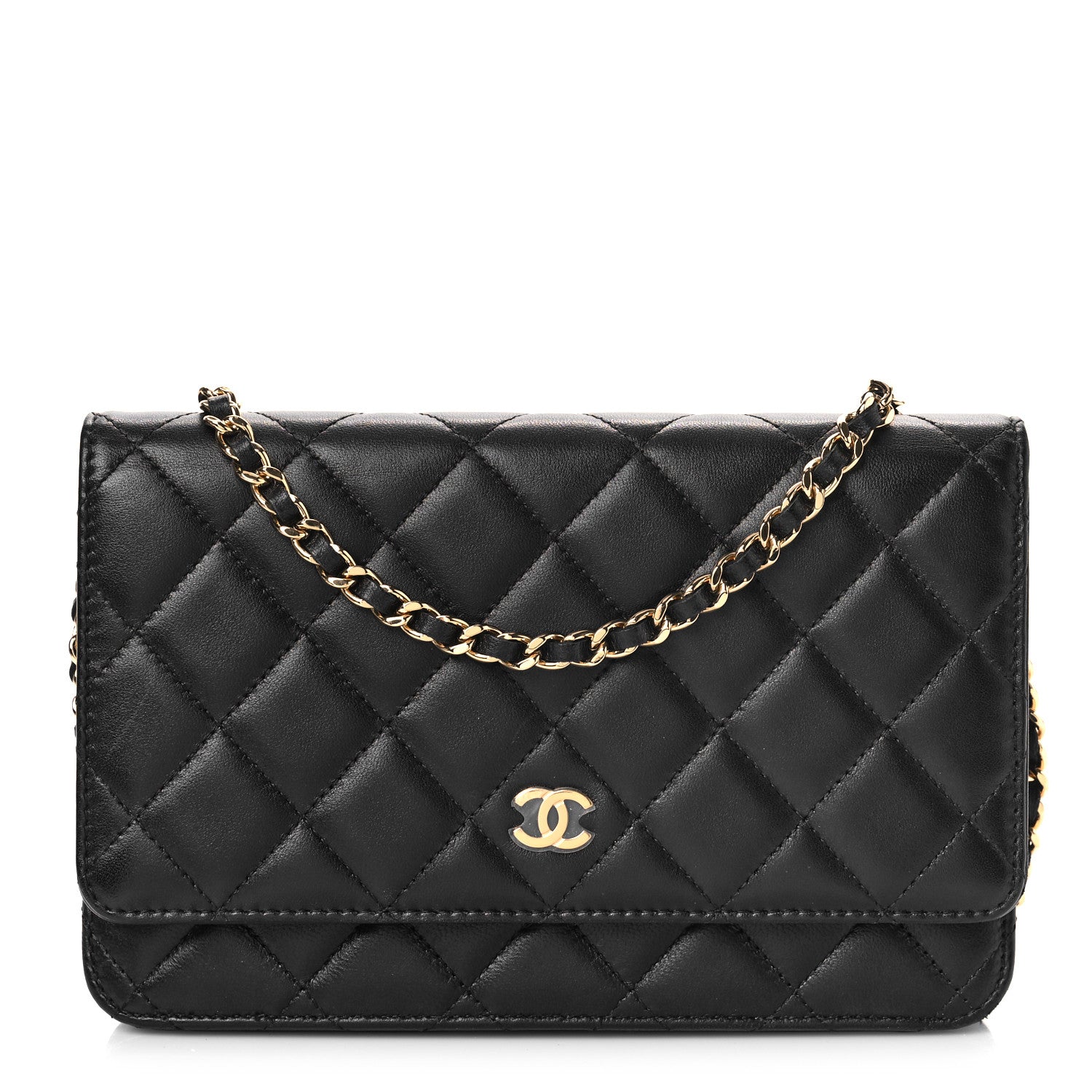 Chanel Lambskin Quilted Wallet On Chain WOC Black 1 of 10