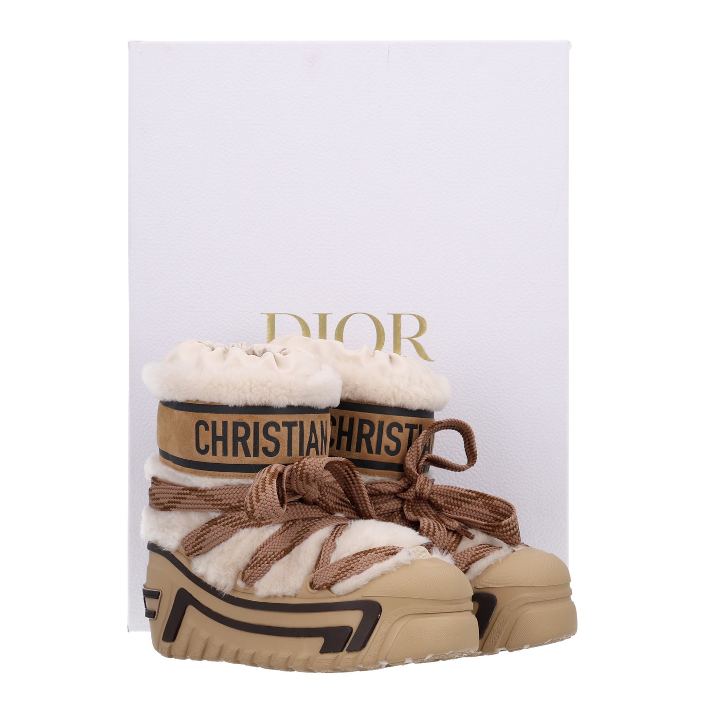Shearling Suede Lambskin DiorAlps Snow Ankle Boot 37-38 Chestnut