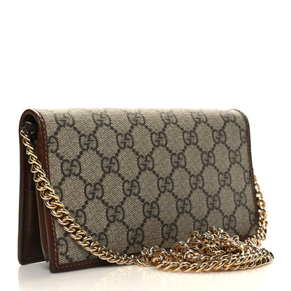 Gucci GG Supreme Monogram Azalea Calfskin Horsebit 1955 Wallet On Chain Beige Ebony Brown Sugar 3 of 10