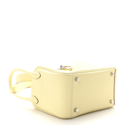 Hermes Taurillon Clemence Verso Mini Lindy 20 Jaune Milton Mushroom 4 of 11