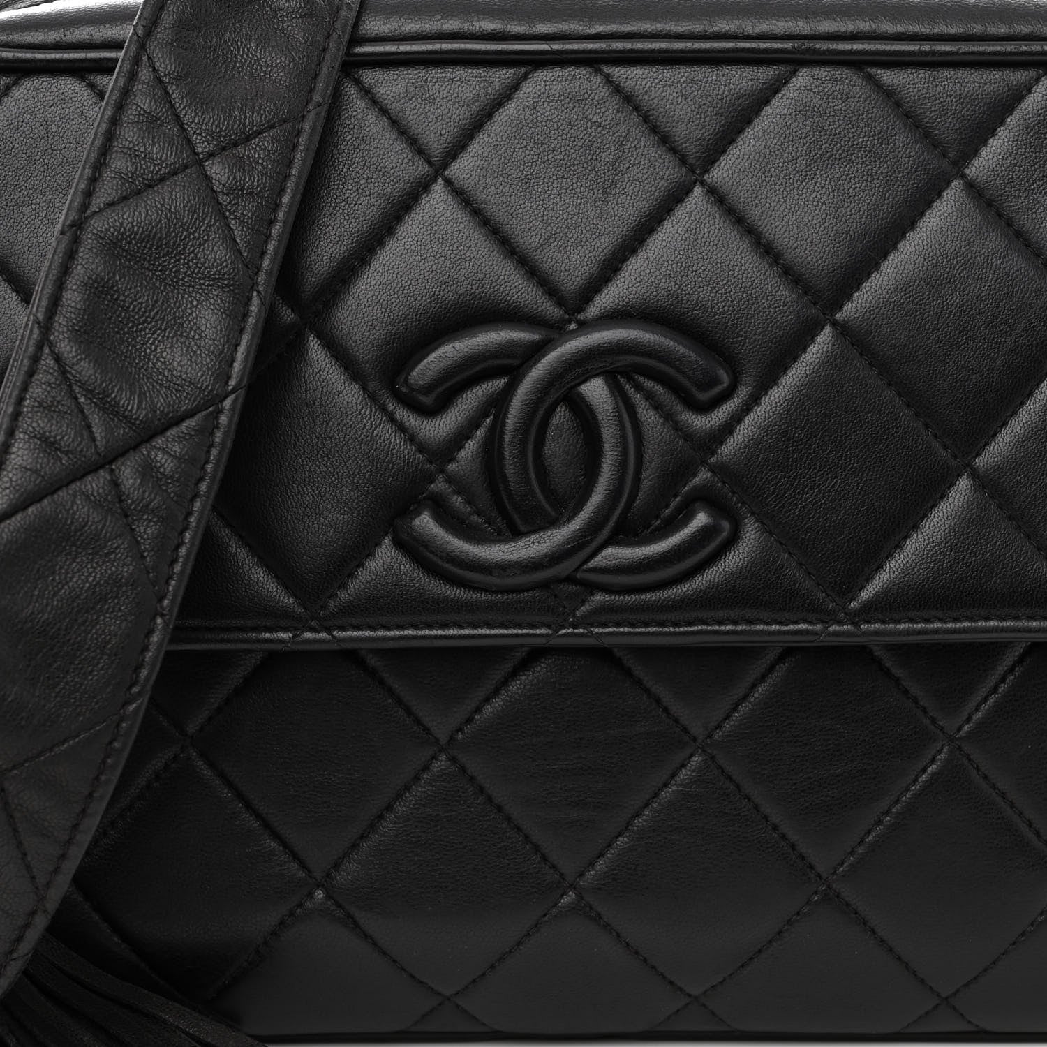Chanel Lambskin Quilted Tassel Flap Camera Case Black 8 of 10