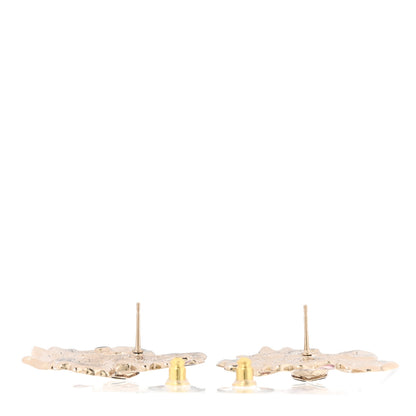 Chanel Resin Metal CC Camellia Earrings Gold Pink Multicolor 4 of 10