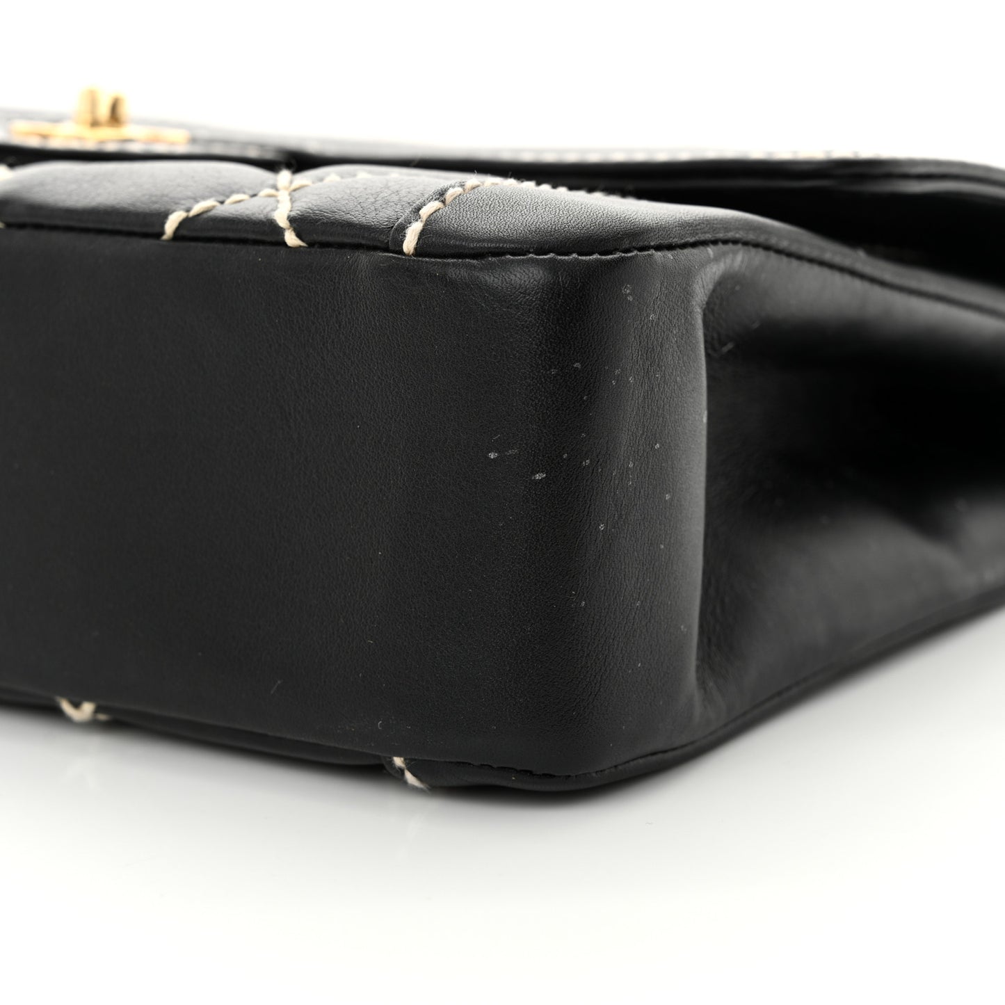 Calfskin Quilted Wild Stitch Flap Black