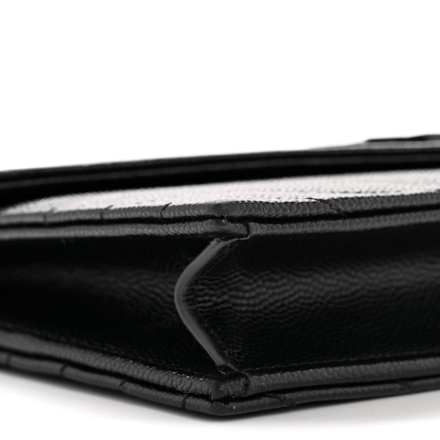 Grain De Poudre Matelasse Chevron Monogram Monochrome Envelope Chain Wallet Black