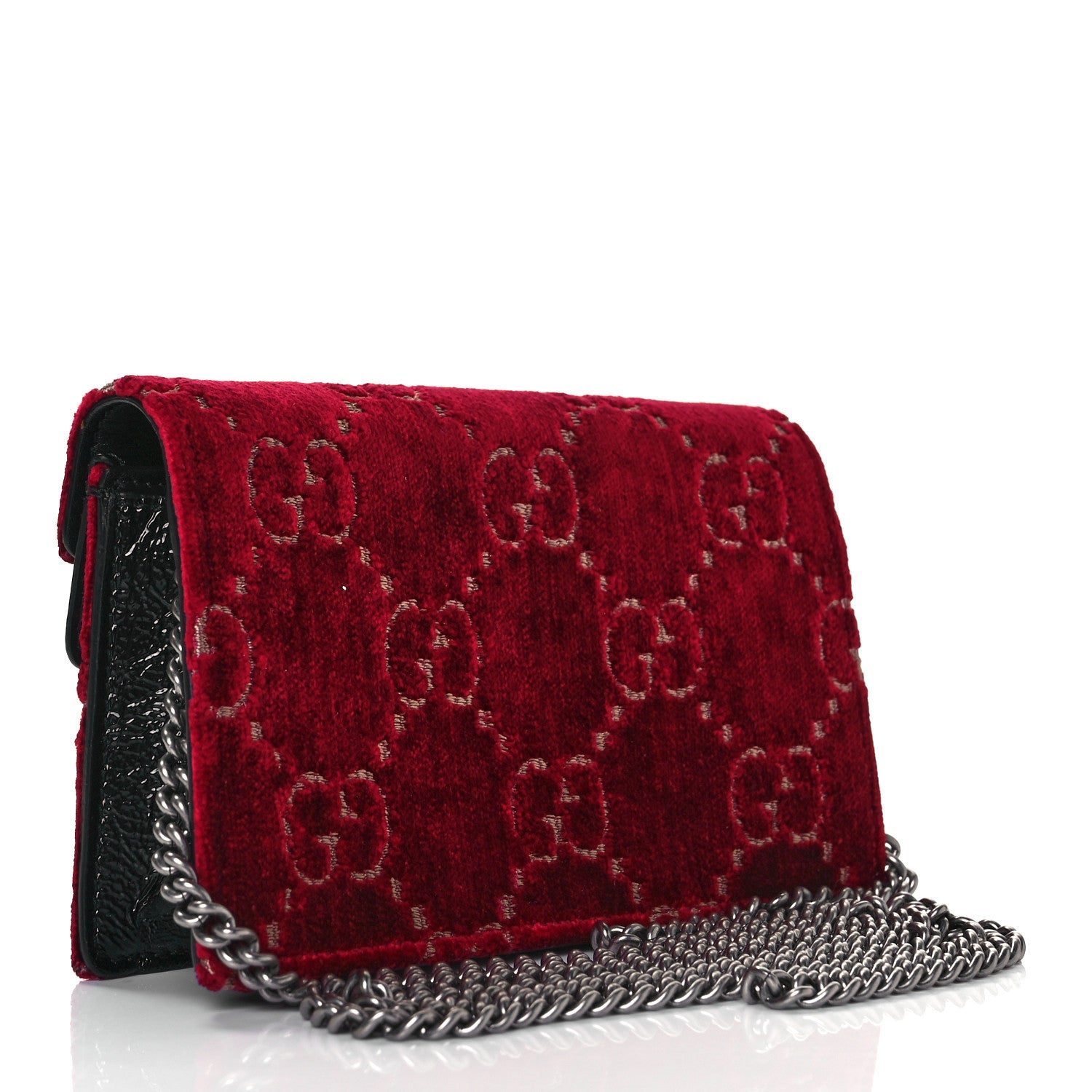 Gucci Velvet GG Monogram Super Mini Dionysus Shoulder Bag Red Cipria Black 3 of 8