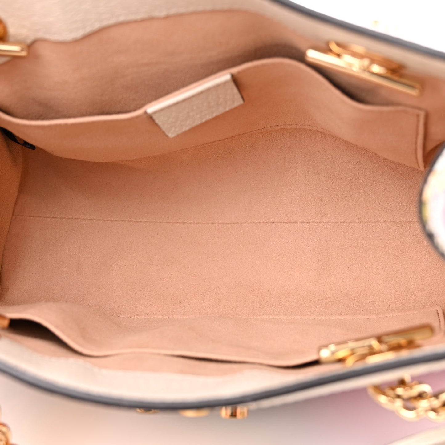 GG Supreme Monogram Flora Textured Calfskin Small Padlock Tote Beige Ebony Multicolor Mystic White