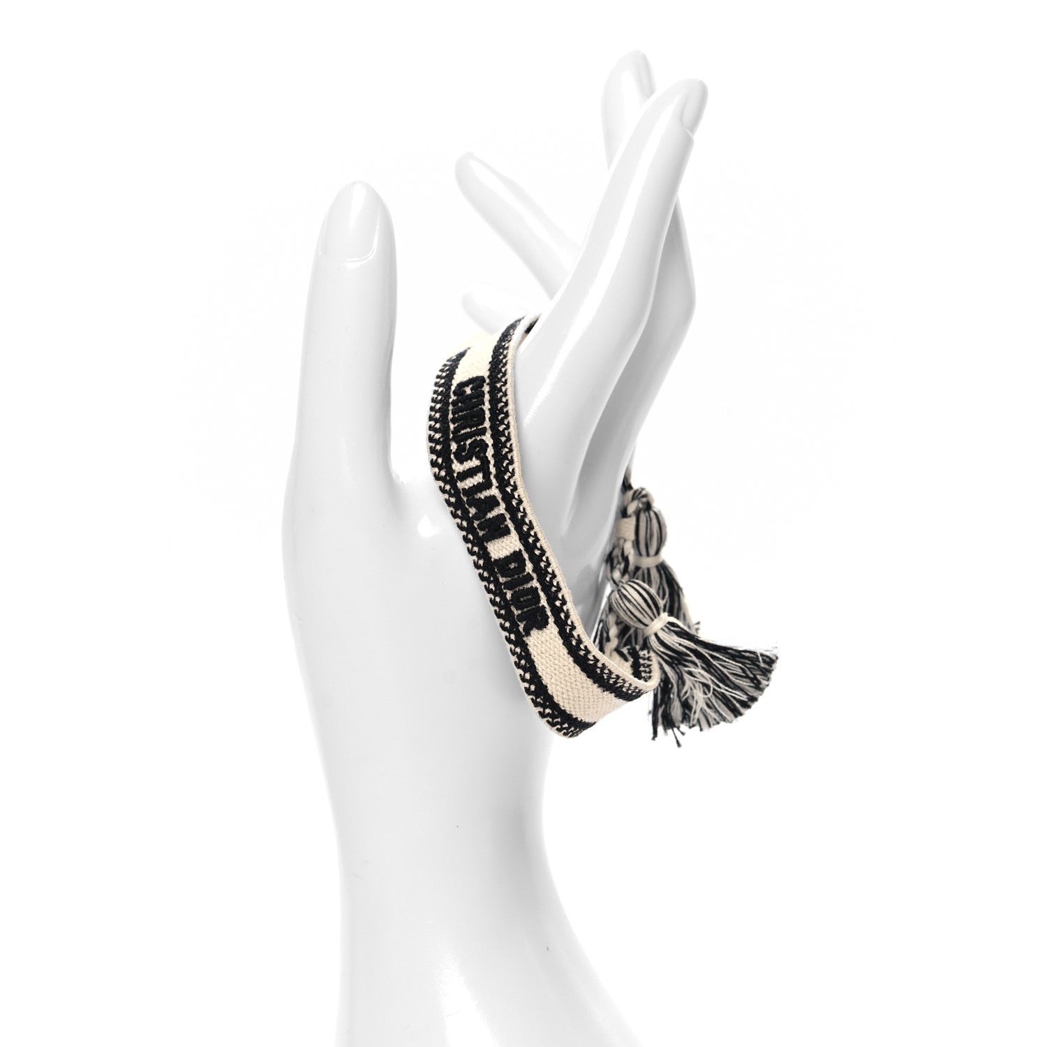 Christian Dior Woven Cotton J'Adior Friendship Bracelet White Black 2 of 3