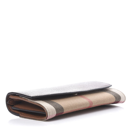 Burberry Horseshoe Calfskin House Check Porter Continental Wallet Tan 4 of 6