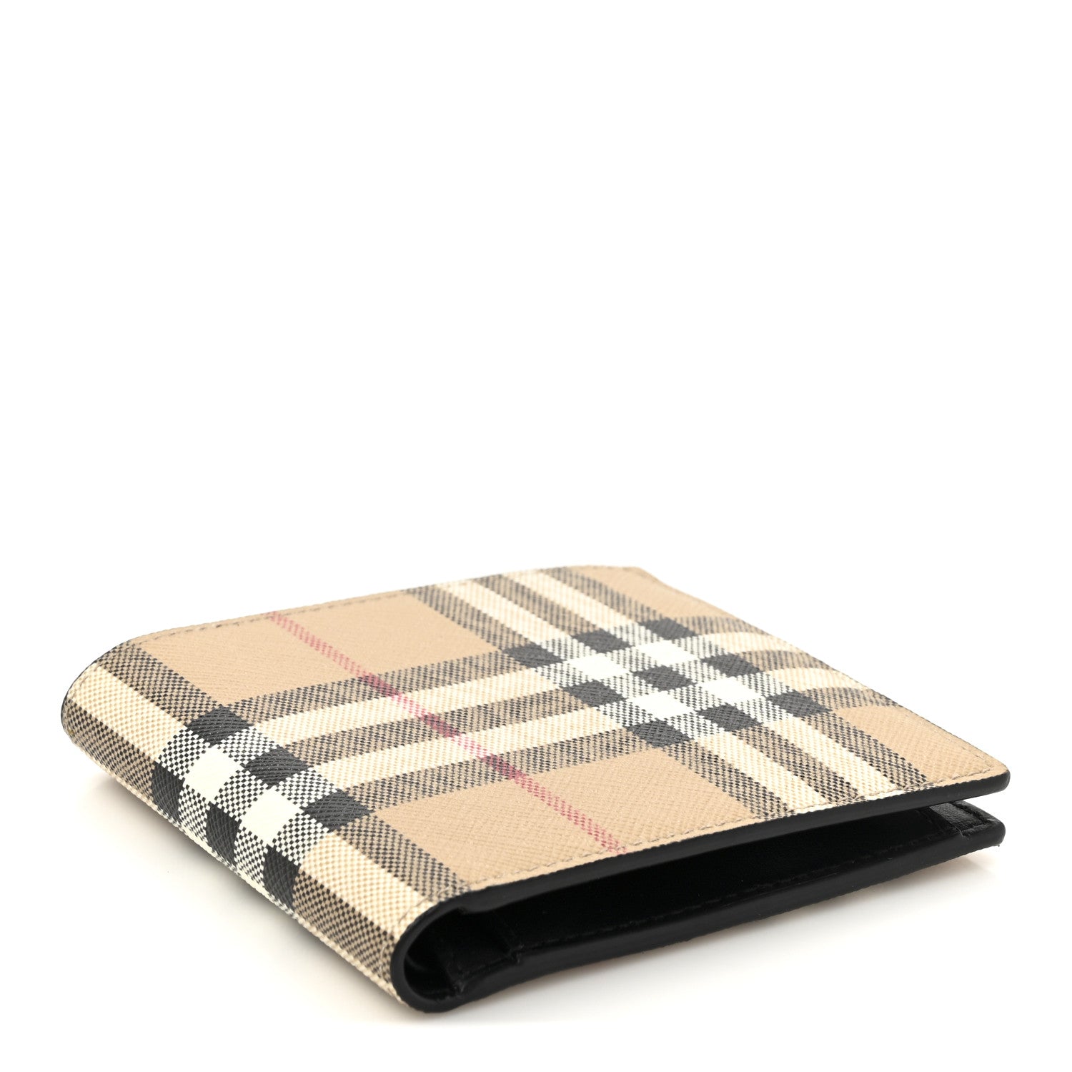 Burberry E-Canvas Vintage Check Bi-Fold Wallet Archive Beige 4 of 8