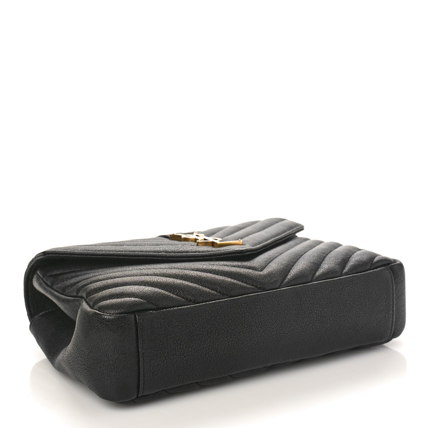 Sheepskin Matelasse Chevron Monogram Medium College Bag Black