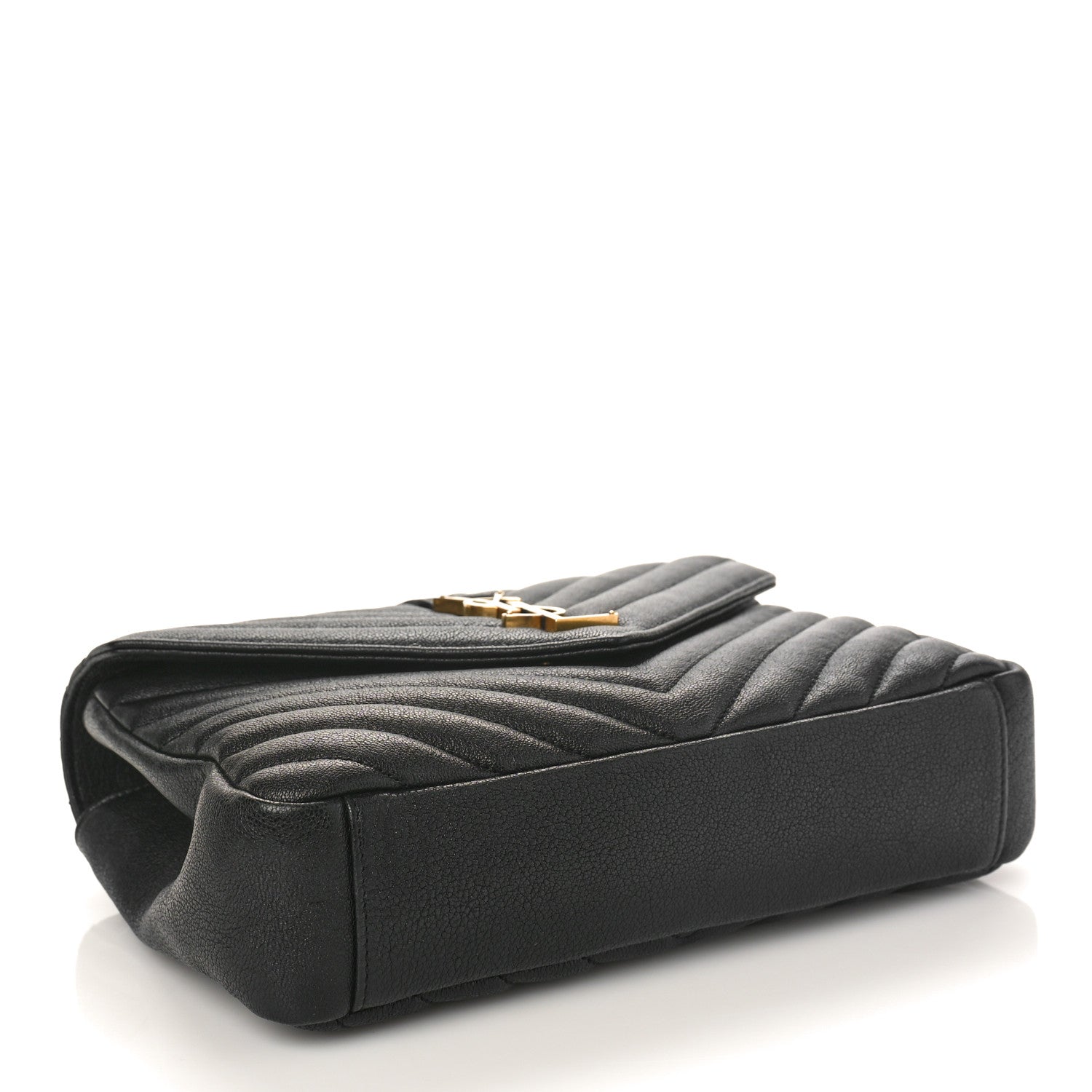 Saint Laurent Sheepskin Matelasse Chevron Monogram Medium College Bag Black 4 of 8