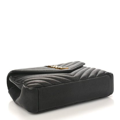 Saint Laurent Sheepskin Matelasse Chevron Monogram Medium College Bag Black 4 of 8