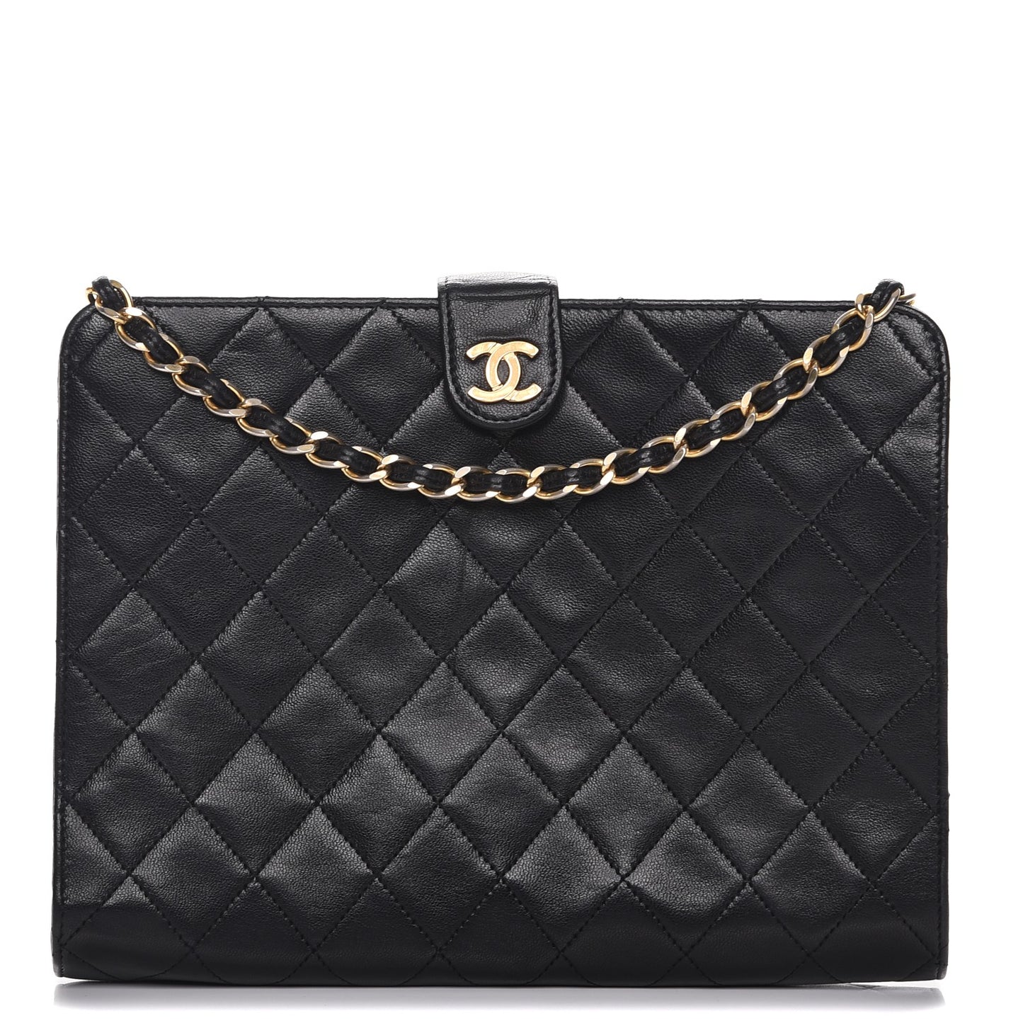 Lambskin Quilted Tassel Chain Bag Black