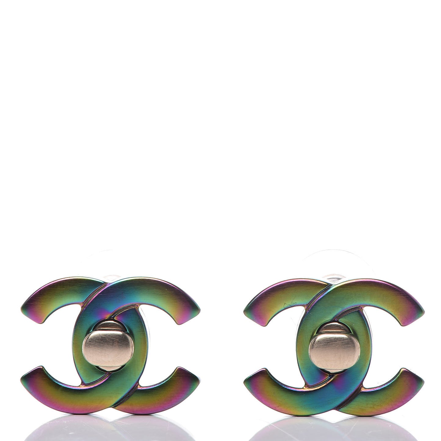 CC Turnlock Interchangeable Earrings Gold Iridescent