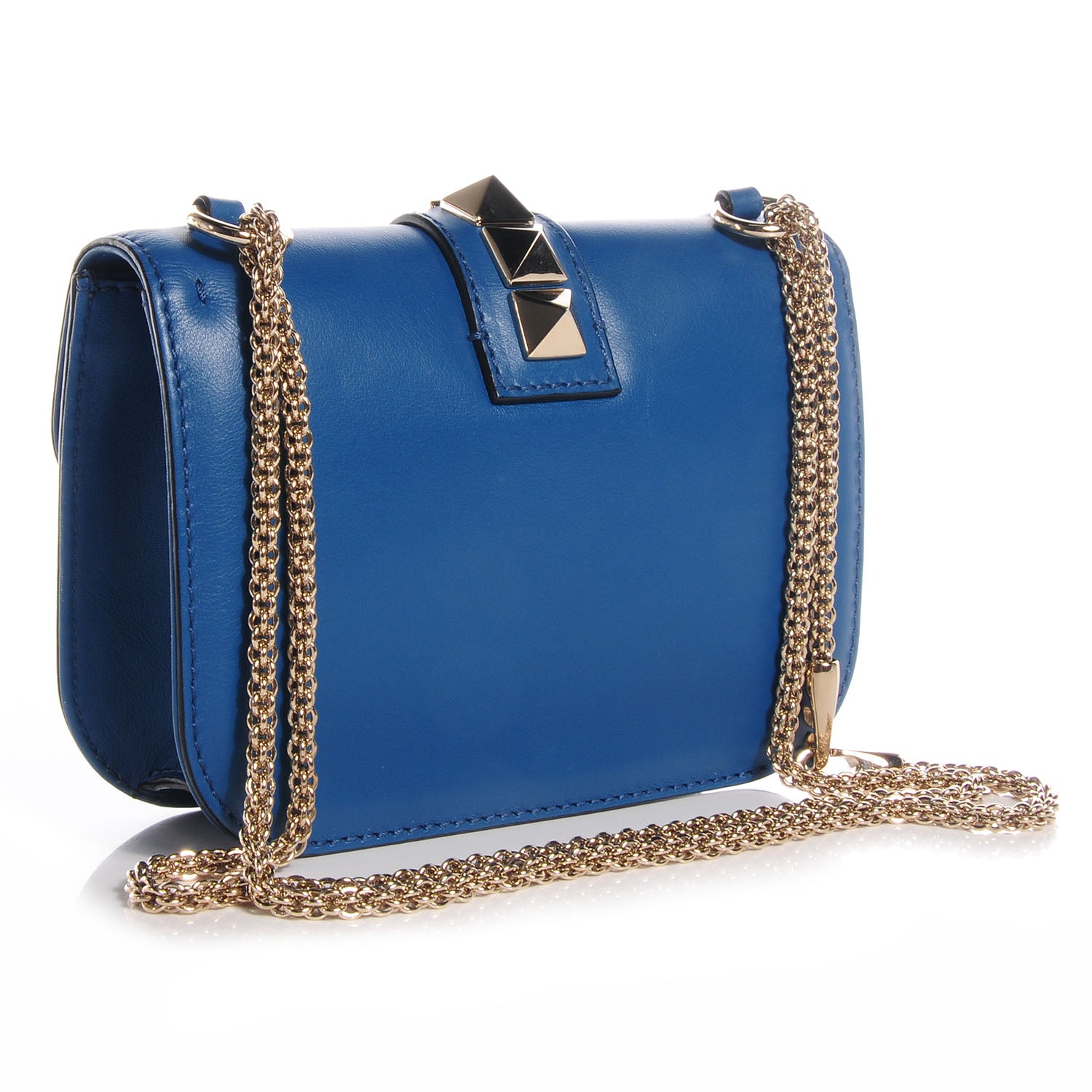 Valentino Garavani Vitello Glam Lock Rockstud Flap Blue Delft 3 of 7
