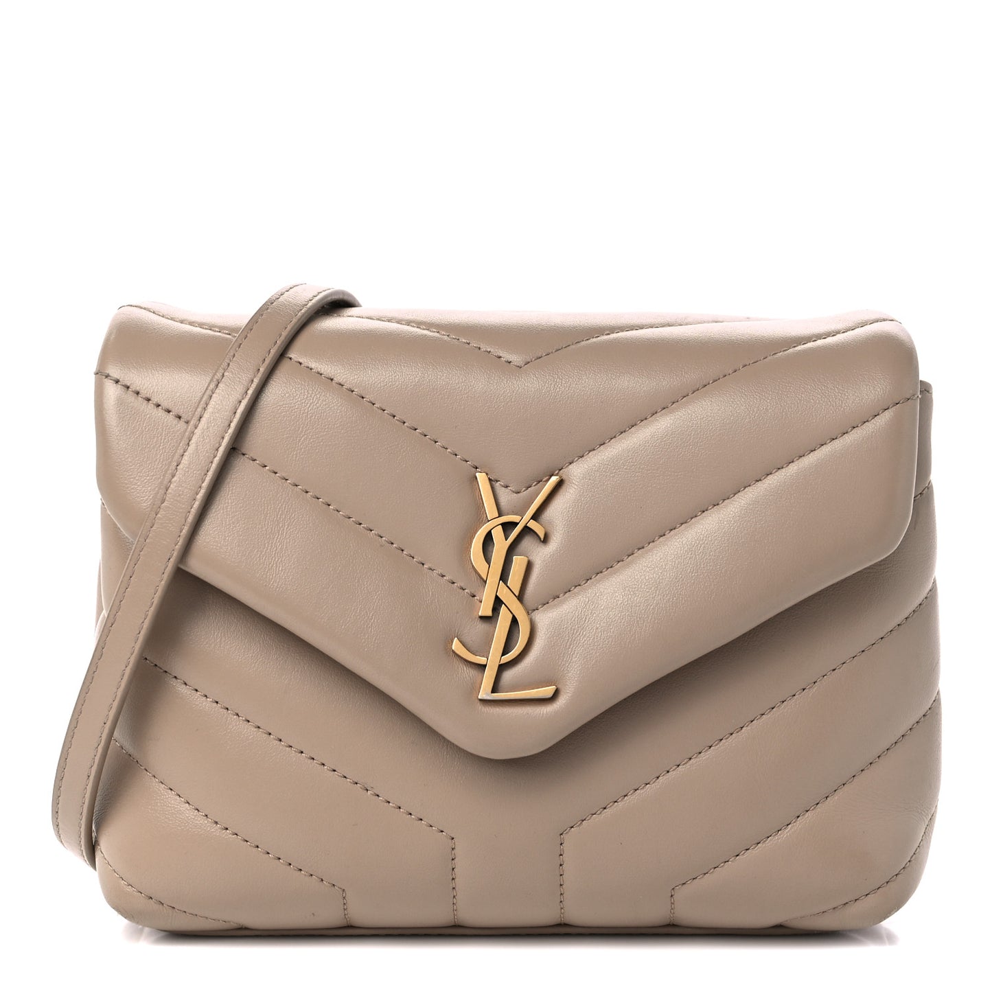 Calfskin Y Quilted Monogram Toy Loulou Crossbody Bag Dark Beige