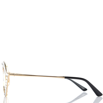 Gucci Metal Crystal Cat Eye Glasses GG0046S Gold 2 of 7
