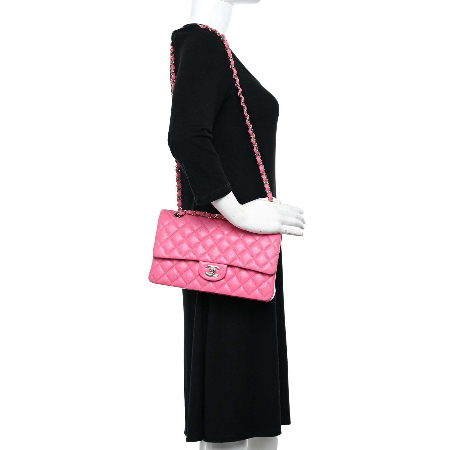 Chanel Caviar Quilted Medium Double Flap Pink 2 of 10