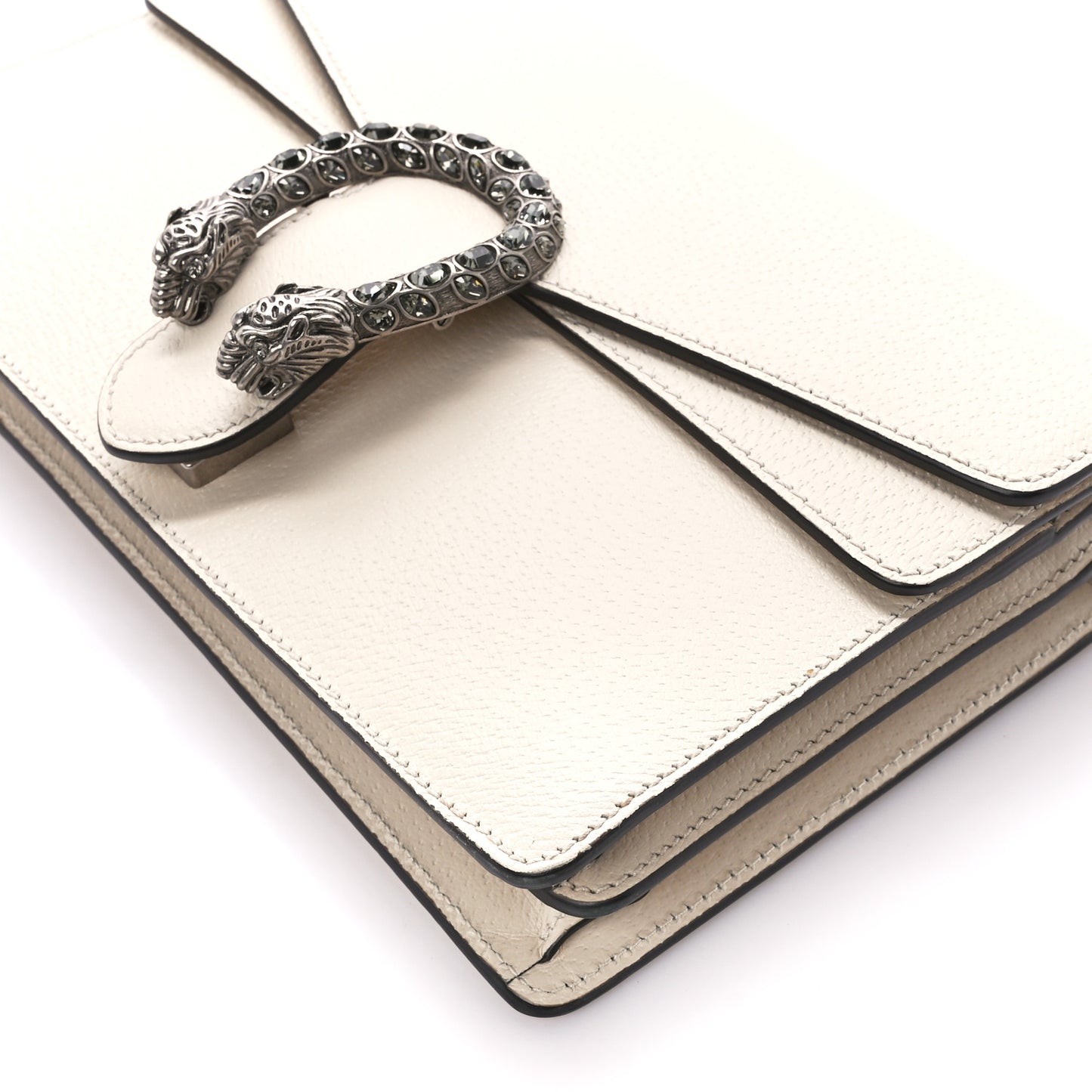 Textured Calfskin Crystal Small Dionysus Shoulder Bag Mystic White