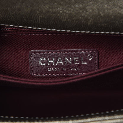Chanel Metallic Caviar Chevron Quilted Mini Coco Handle Flap Light Gold 7 of 7