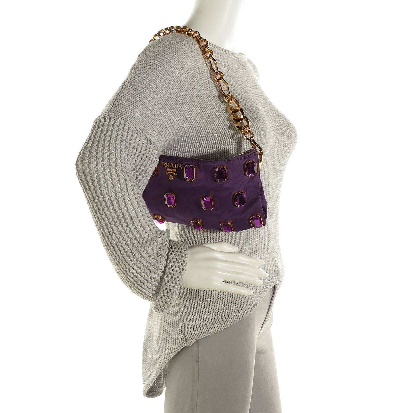 Tessuto Nylon Pietre Jeweled Shoulder Bag Anemone