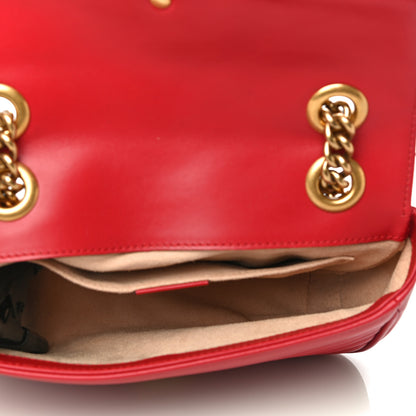 Gucci Calfskin Matelasse Mini GG Marmont Shoulder Bag Hibiscus Red 9 of 25