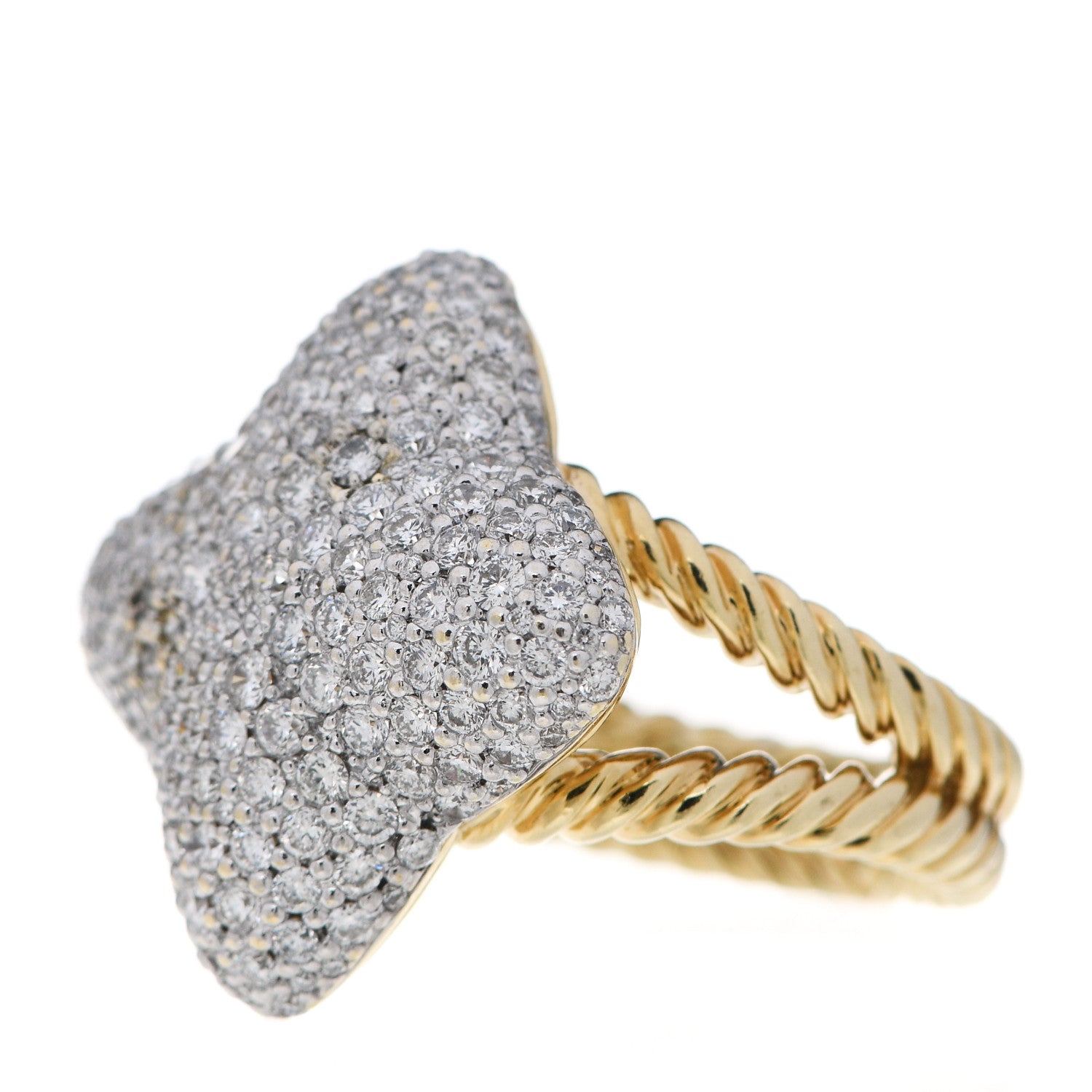 David Yurman 18K Yellow Gold Diamond Pave 23mm Quatrefoil Ring 52 6 3 of 7