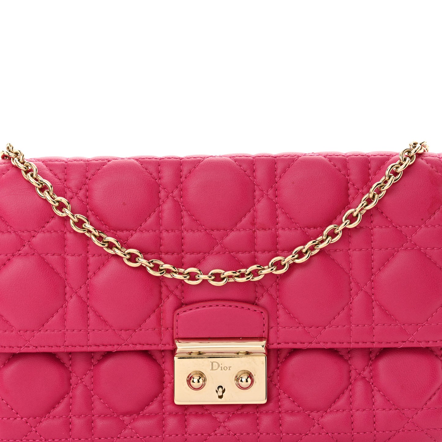 Lambskin Cannage Miss Dior Promenade Pouch Fuchsia