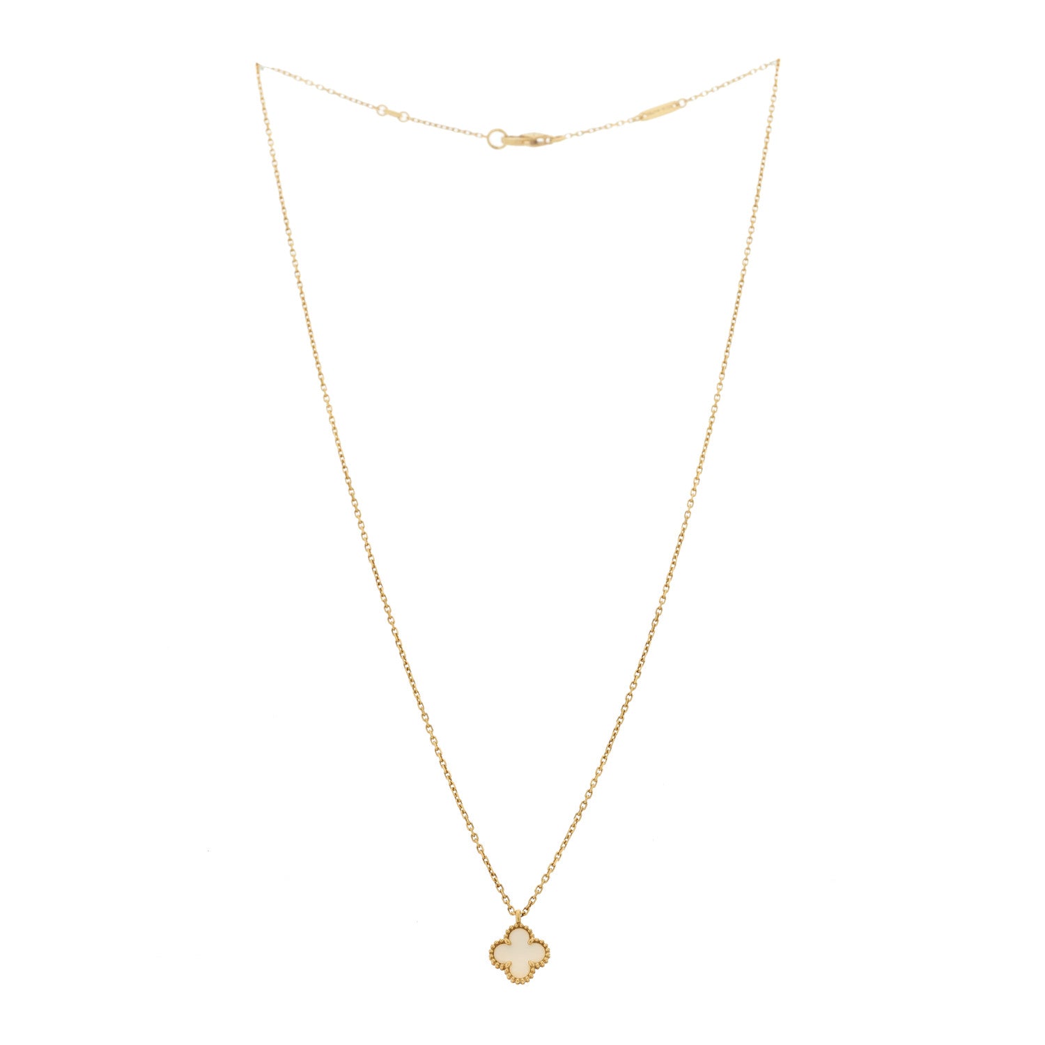 Van Cleef & Arpels 18K Yellow Gold Mother of Pearl Sweet Alhambra Pendant Necklace 3 of 5
