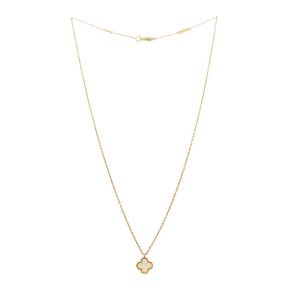 Van Cleef & Arpels 18K Yellow Gold Mother of Pearl Sweet Alhambra Pendant Necklace 3 of 5
