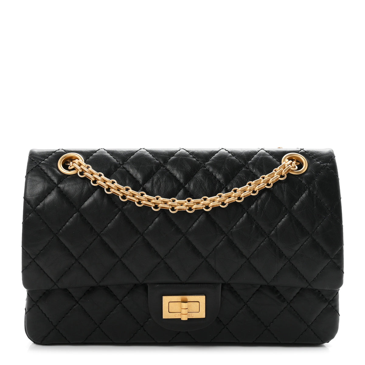 Aged Calfskin Quilted 2.55 Reissue 225 Flap Black