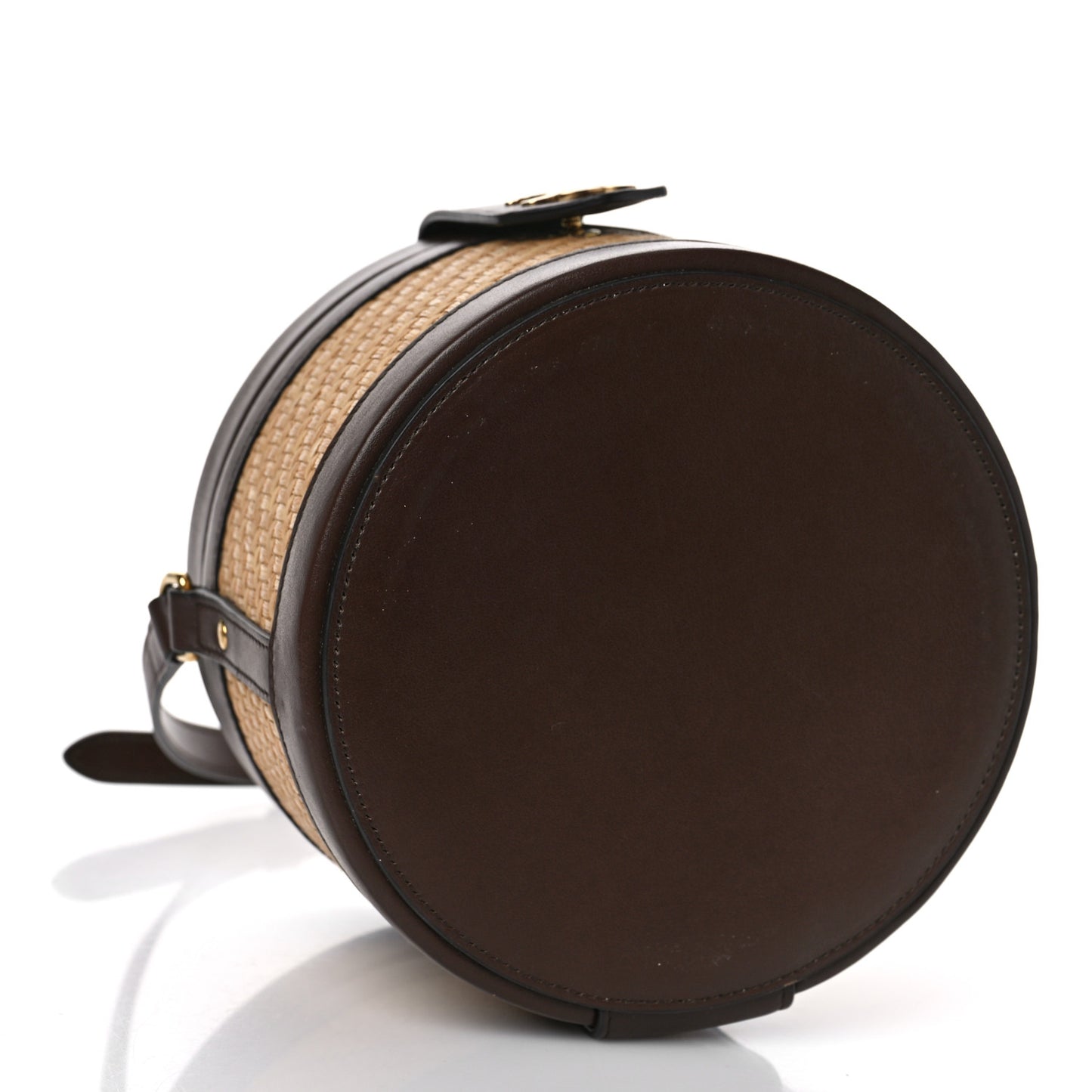 Raffia Calfskin Triomphe Medium Tambour Bag Natural