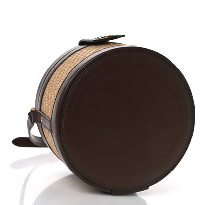 Celine Raffia Calfskin Triomphe Medium Tambour Bag Natural 4 of 8