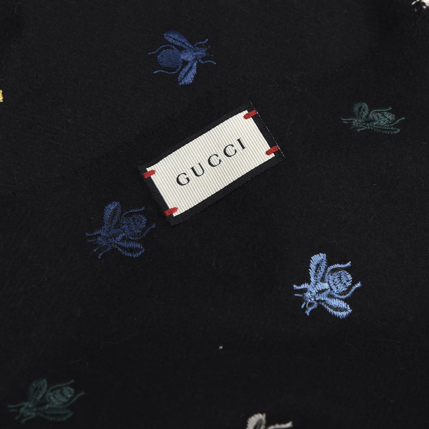 Silk Cashmere Bee Stardust Scarf Black