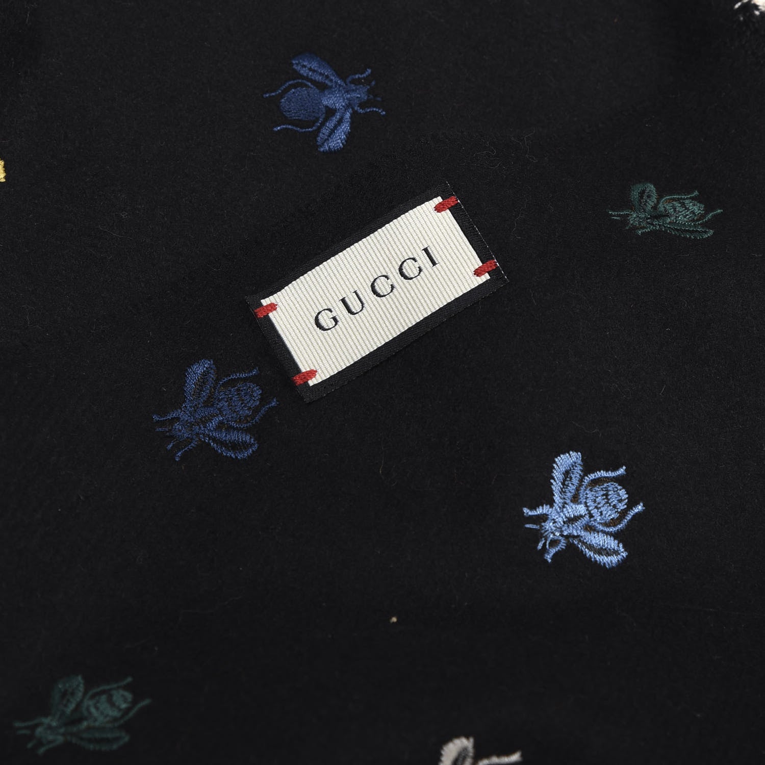 Gucci Silk Cashmere Bee Stardust Scarf Black 3 of 4