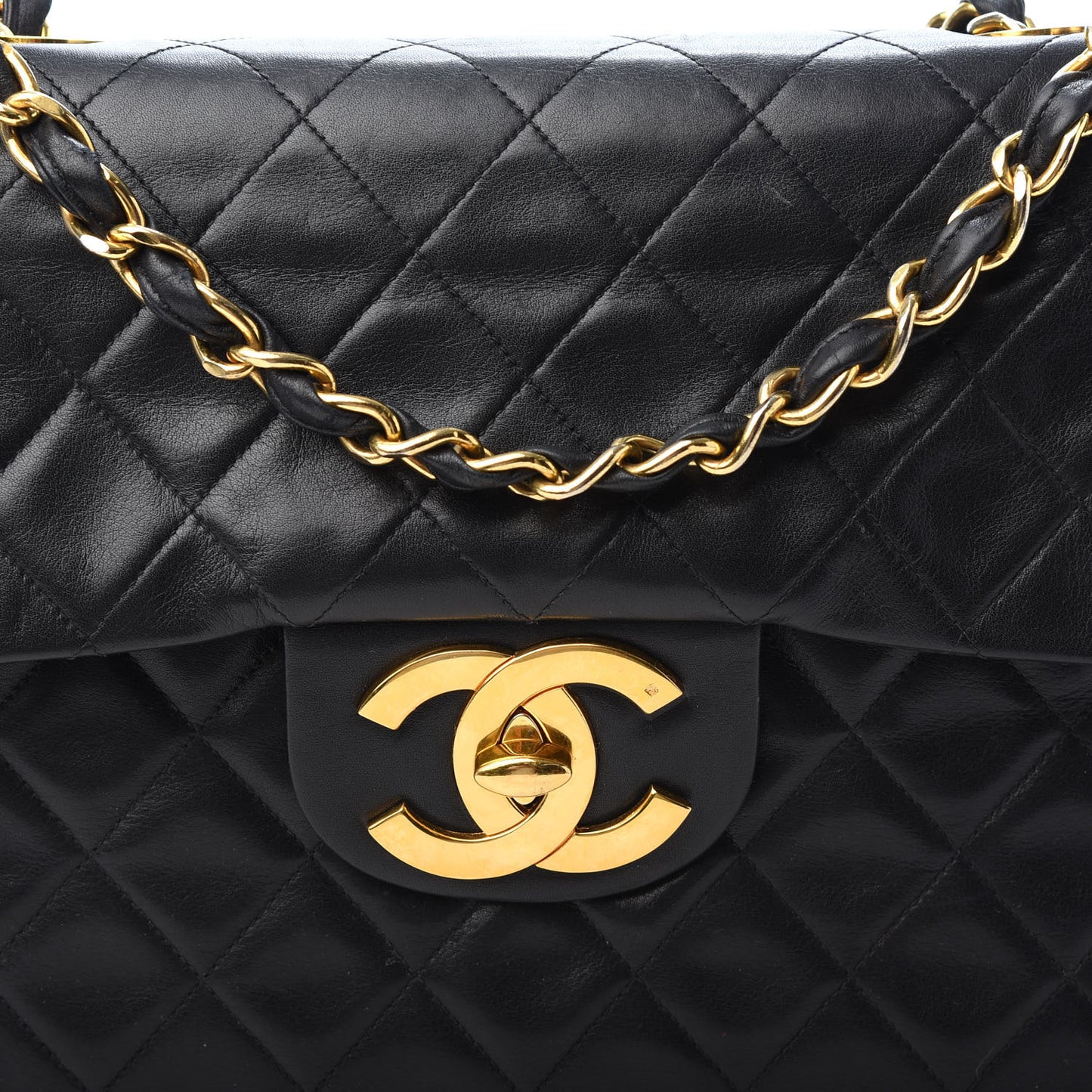 Lambskin Quilted XL Jumbo Single Flap Black