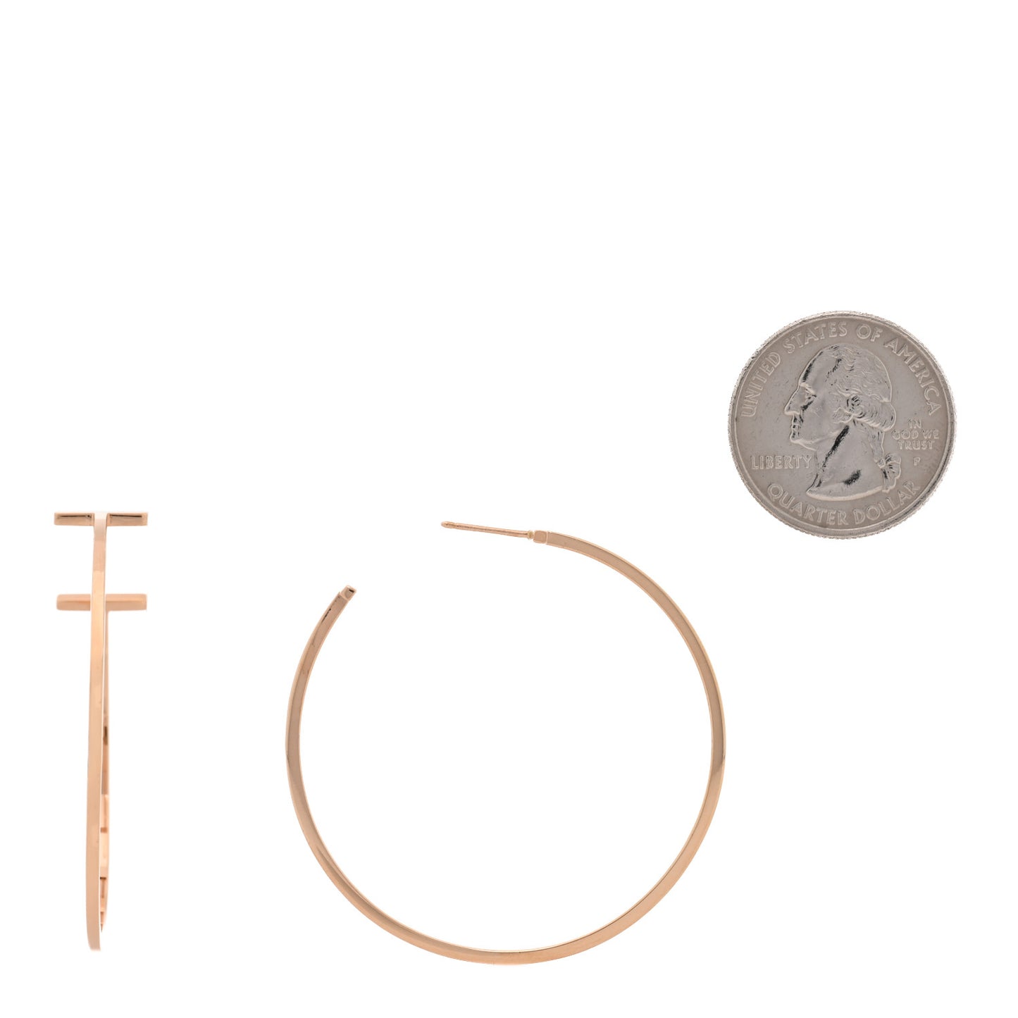18K Rose Gold Extra Large T Wire Hoop Earrings