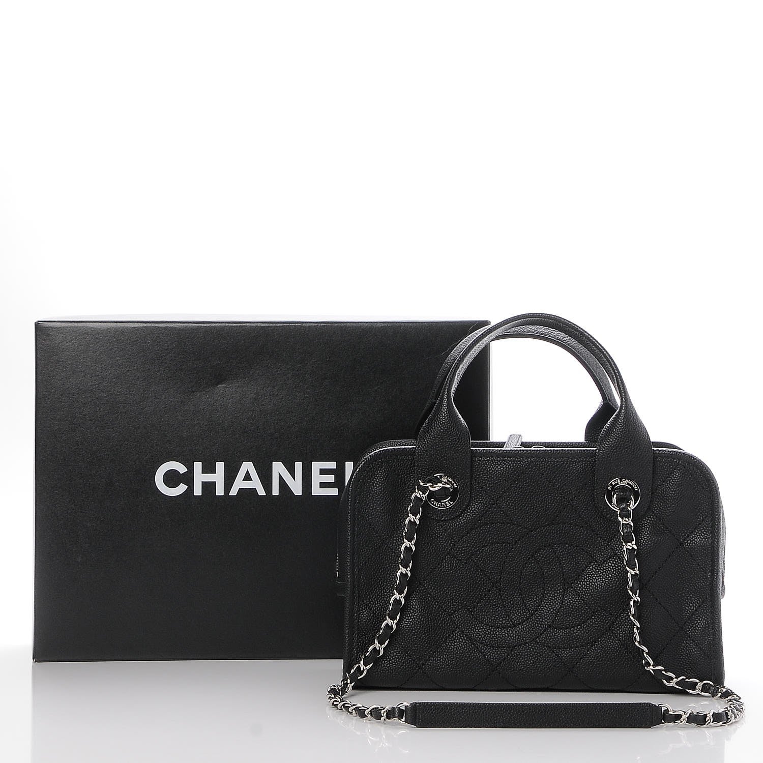 Chanel Caviar Quilted Small Deauville Bowling Bag Black 9 of 9