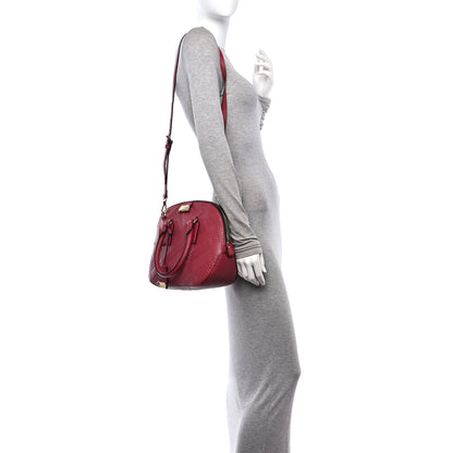 Burberry Heritage Grain Check Embossed Small Orchard Bowling Bag Military Red 2 of 12