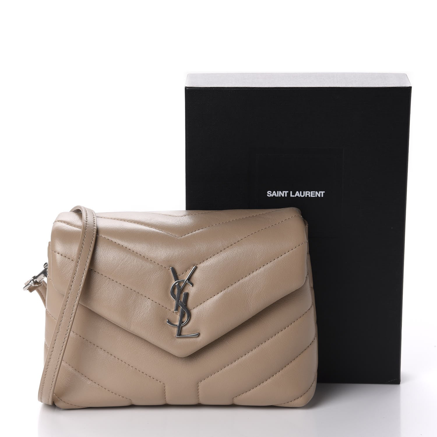 Saint Laurent Calfskin Y Quilted Monogram Toy Loulou Satchel Nude 12 of 12