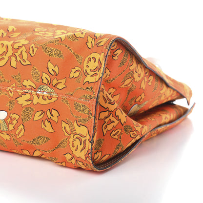 Loewe Canvas Calfskin Ibiza Floral Print Paulas Tote Orange 2 of 9