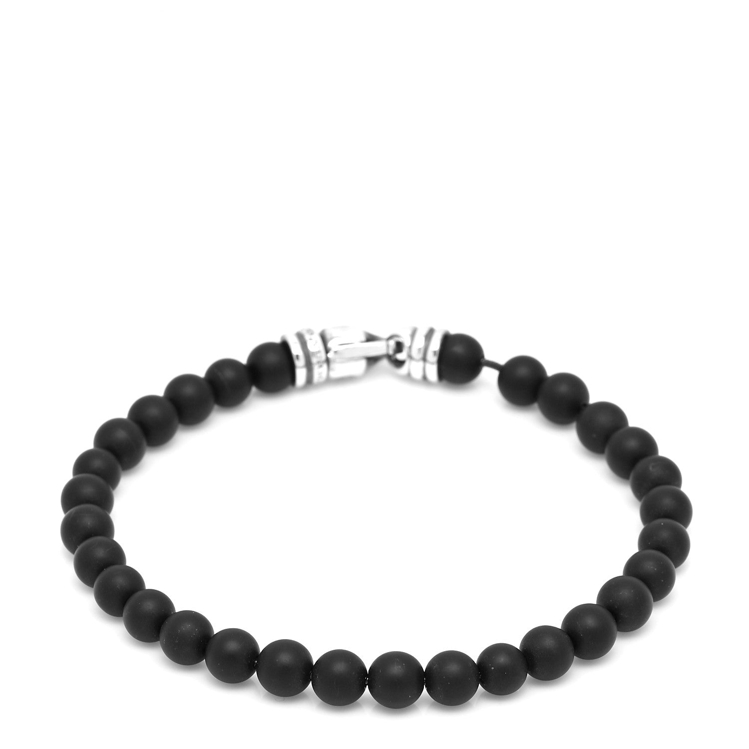 David Yurman Sterling Silver Black Onyx 6mm Spiritual Beads Bracelet 1 of 6