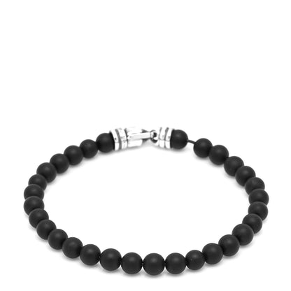 David Yurman Sterling Silver Black Onyx 6mm Spiritual Beads Bracelet 1 of 6