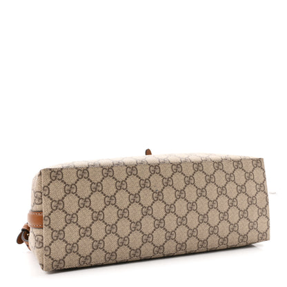 Gucci GG Supreme Monogram Emblem Medium Tote Bag Beige Dark Brown 4 of 10